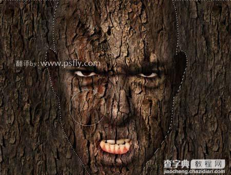 photoshop 合成恐怖的树皮脸24