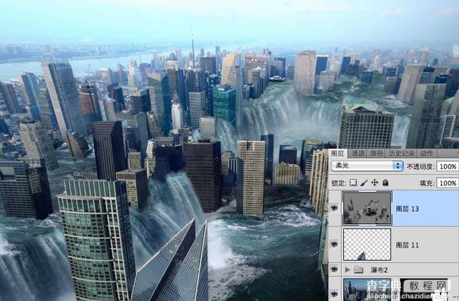 photoshop合成科幻的洪水蔓延的城市12
