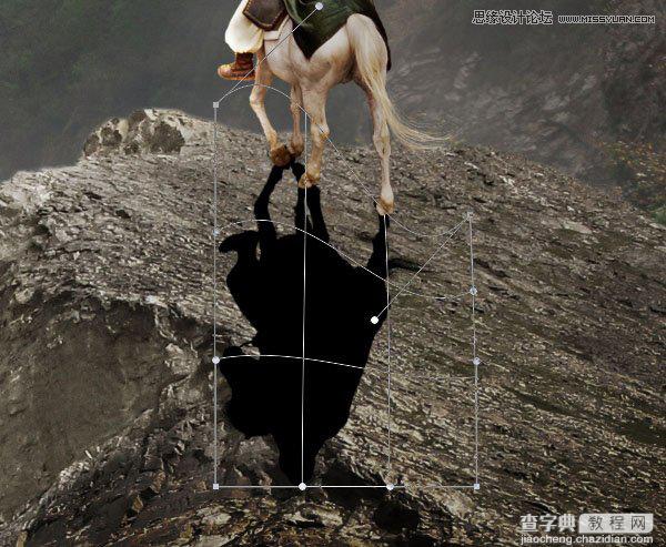 Photoshop合成骑着白马的骑士在山谷中瞭望远方65