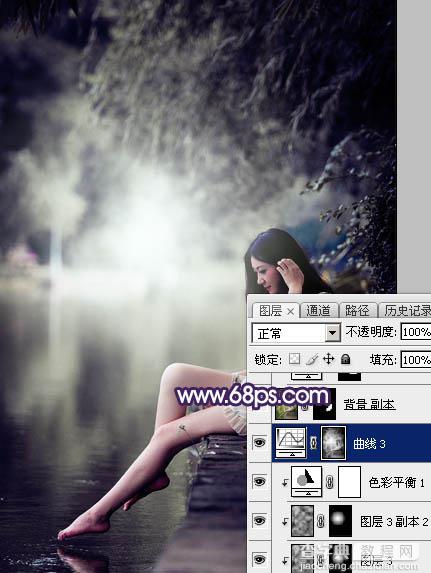 Photoshop将水景人物图片打造出唯美的中性冷褐色28