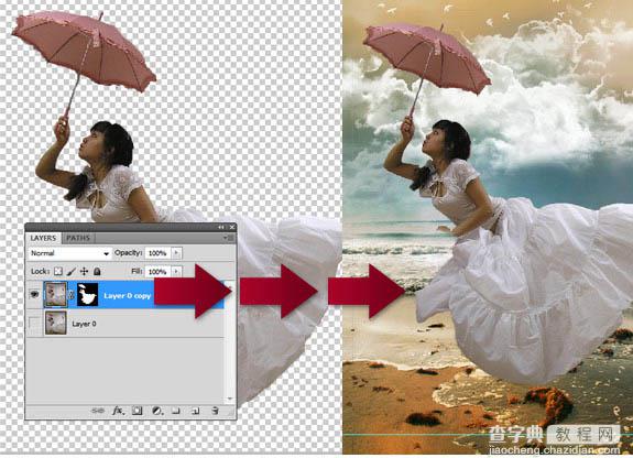 photoshop经典合成海边带伞飞翔的仙女14