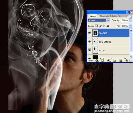 photoshop 合成带有骷髅头像的烟雾17