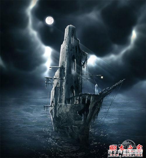 Photoshop合成制作出在海上漂泊的幽灵鬼船68