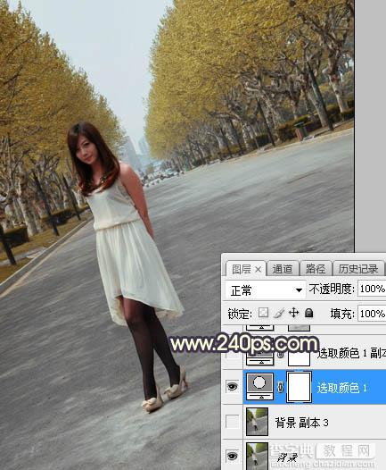 Photoshop调制出暗黄色逆光水泥路面上人物图片6