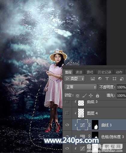 Photosho调制出暗调冷色调树林中人物图片31