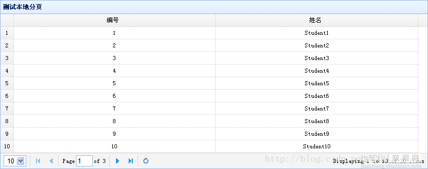 jQuery EasyUI datagrid实现本地分页的方法1