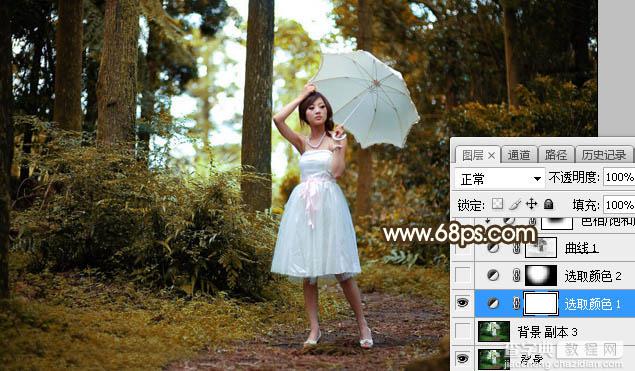 Photoshop调制出阳光效果树林的逆光人物图片5