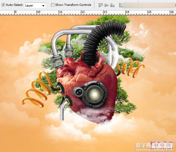 Photoshop合成创意抽象的机械人心脏效果图49