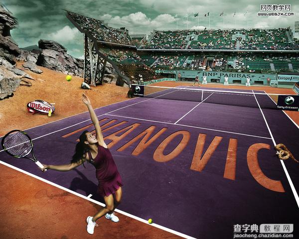 Photoshop合成户外体育馆羽毛球比赛图片15