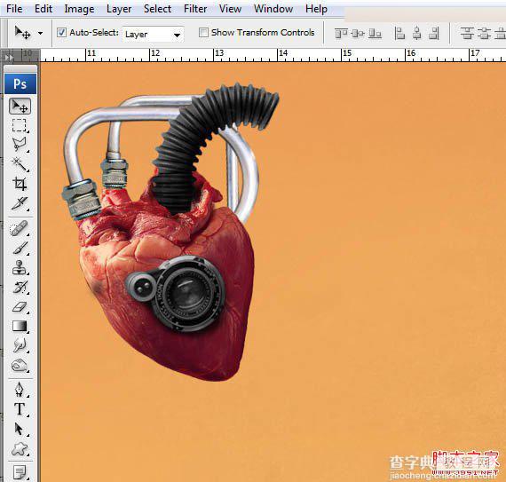 Photoshop合成创意抽象的机械人心脏效果图30