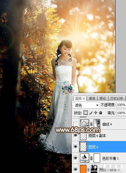 Photoshop将树林婚片调制出灿烂的阳光暖色29