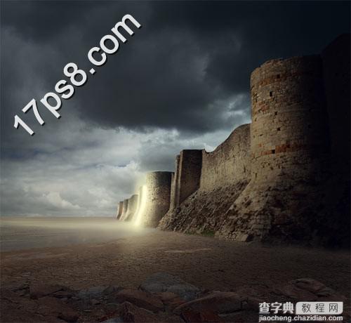 photoshop合成制作出神秘的暗夜光线沙漠中的城堡1