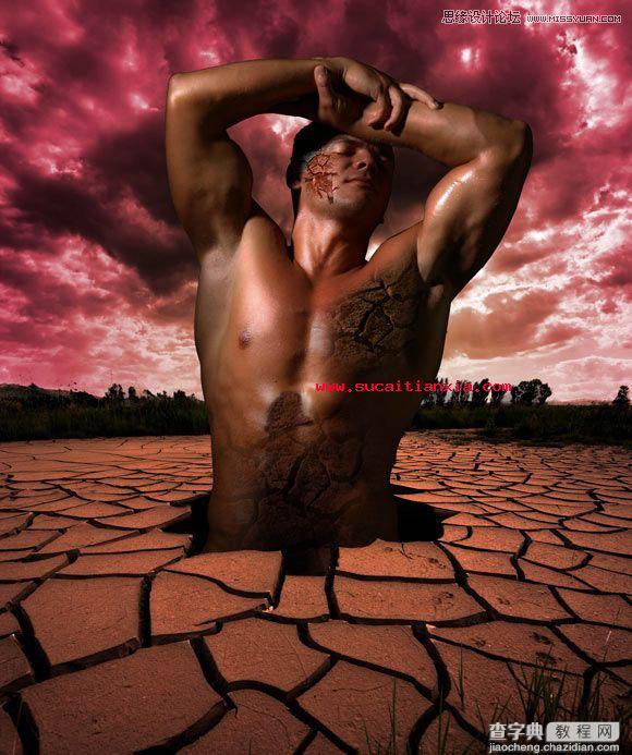 Photoshop图片合成从大地里出生的大力士教程15