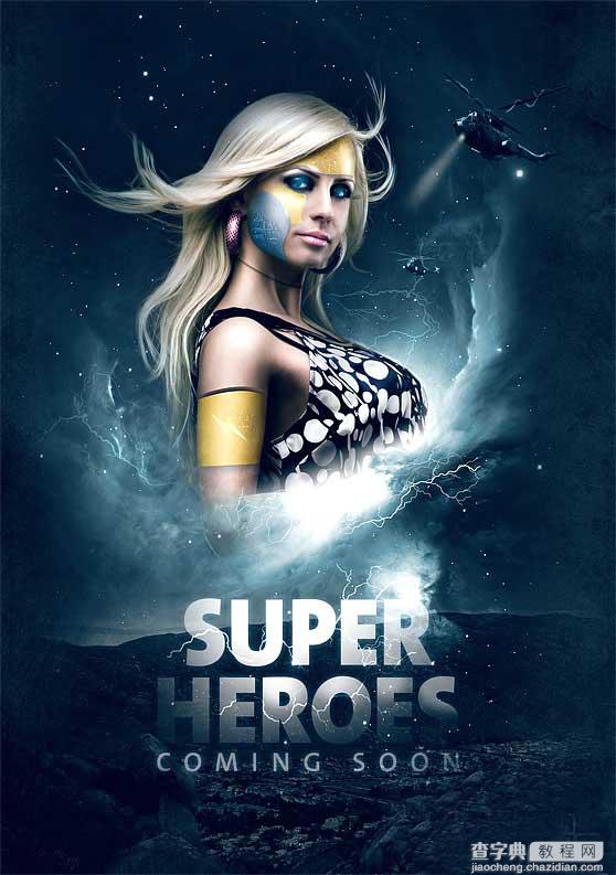 PS合成震撼十足的超级女英雄电影海报1