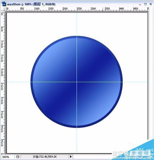 PS绘制漂亮的蓝色圆形水晶按钮3
