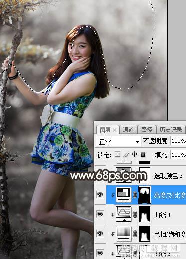 Photoshop为树林人物图片调制出唯美的中性暗红色效果30