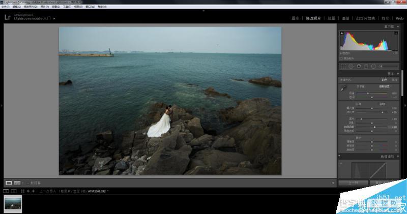Photoshop将偏灰的海边婚纱人像照调出时尚大气效果5