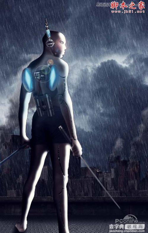 Photoshop合成制作雨夜杀戮的超智能机器人战士119
