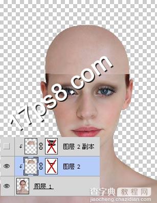 用photoshop去掉美女头发变成光头异形5