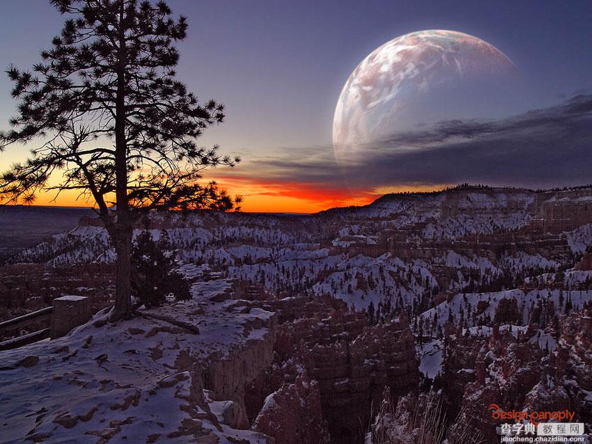 PS利用图层和图层蒙板在风景照中添加奇幻的月亮或是行星13