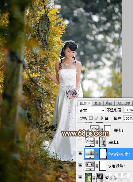 Photoshop将树林婚片调制出灿烂的阳光暖色10