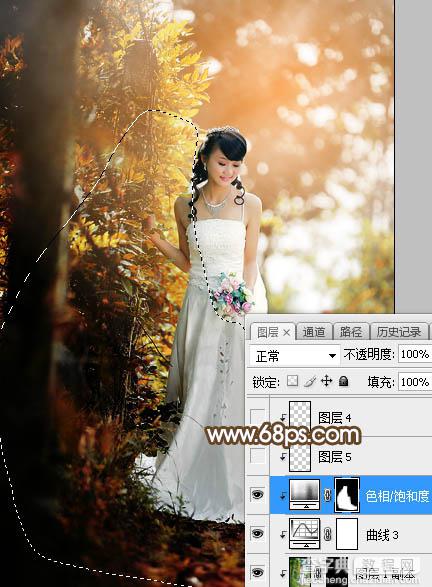 Photoshop将树林婚片调制出灿烂的阳光暖色21