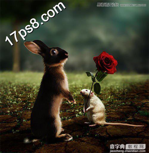photoshop合成制作情人节小老鼠向松鼠送玫瑰花场景1