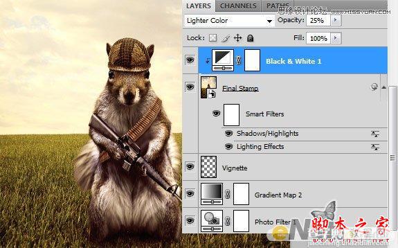 Photoshop设计打造出草原上超酷的松鼠守卫战士17