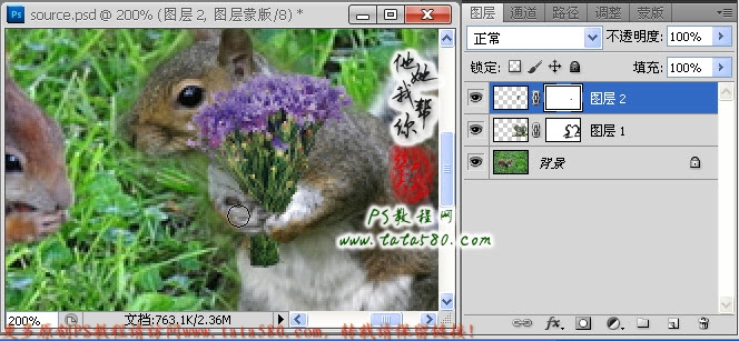 Photoshop合成制作手捧花朵求爱的可爱松鼠教程18