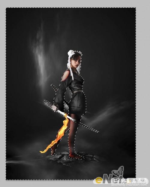 photoshop将美女图片合成制作出超酷的火焰武士30