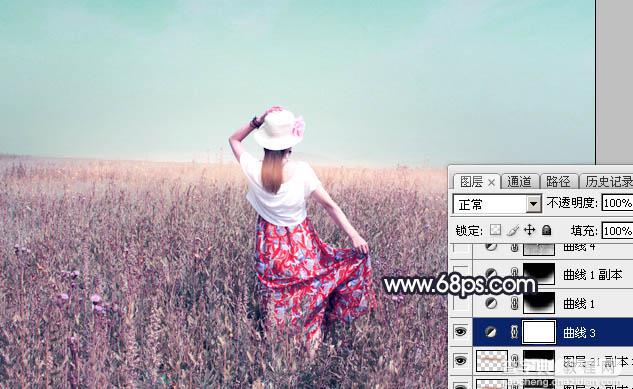 Photoshop将草原人物图片打造出唯美的青紫色效果26