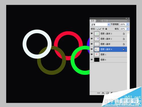 ps怎么绘制五色五环的标志?6