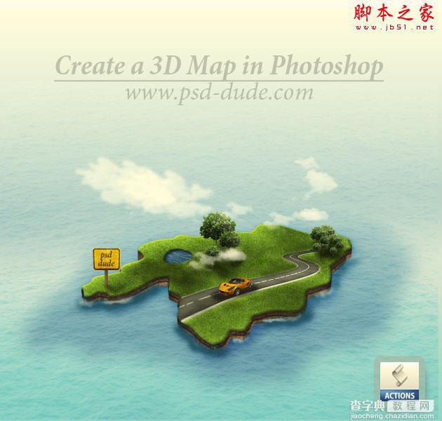 photoshop合成制作逼真的3D三维地图25