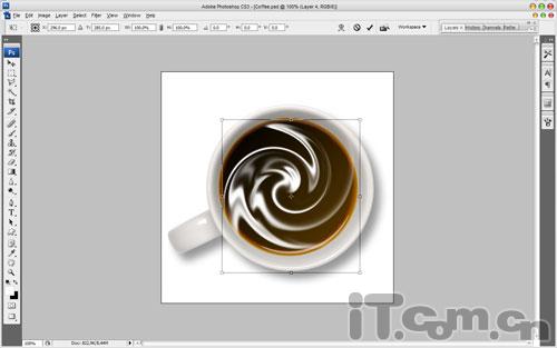 Photoshop下利用滤镜实现咖啡搅拌时的漩涡效果15
