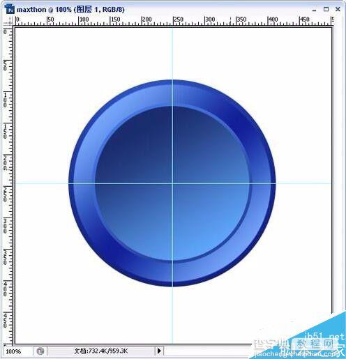 PS绘制漂亮的蓝色圆形水晶按钮5