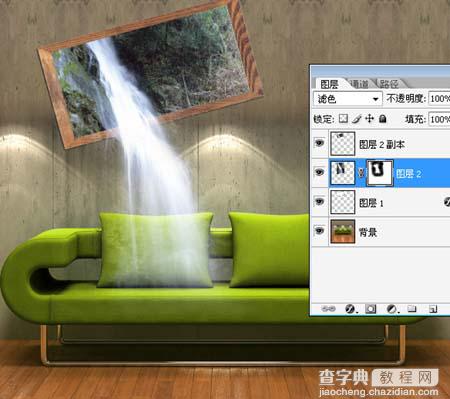 photoshop 超强合成从相框流出的瀑布10