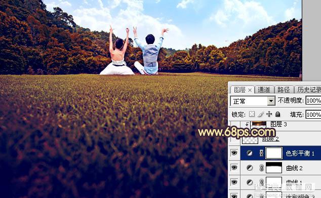 Photoshop调出灿烂的秋季晨曦色草地上的情侣图片19