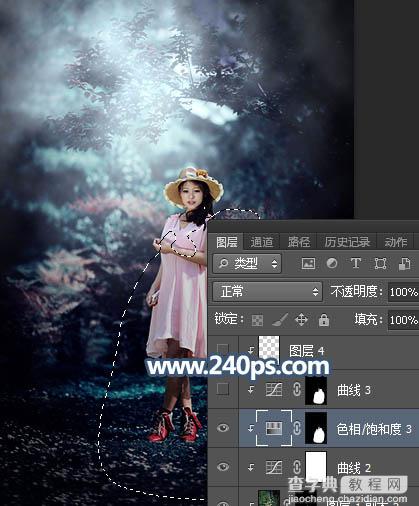 Photosho调制出暗调冷色调树林中人物图片29