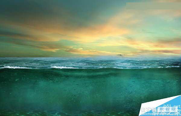 Photoshop合成海洋巨龟驮着岛在水上漂浮的效果图24