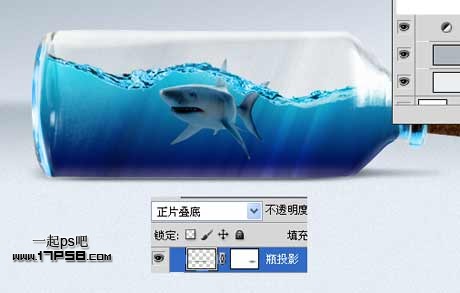 photoshop合成在瓶子里游泳的鲨鱼34