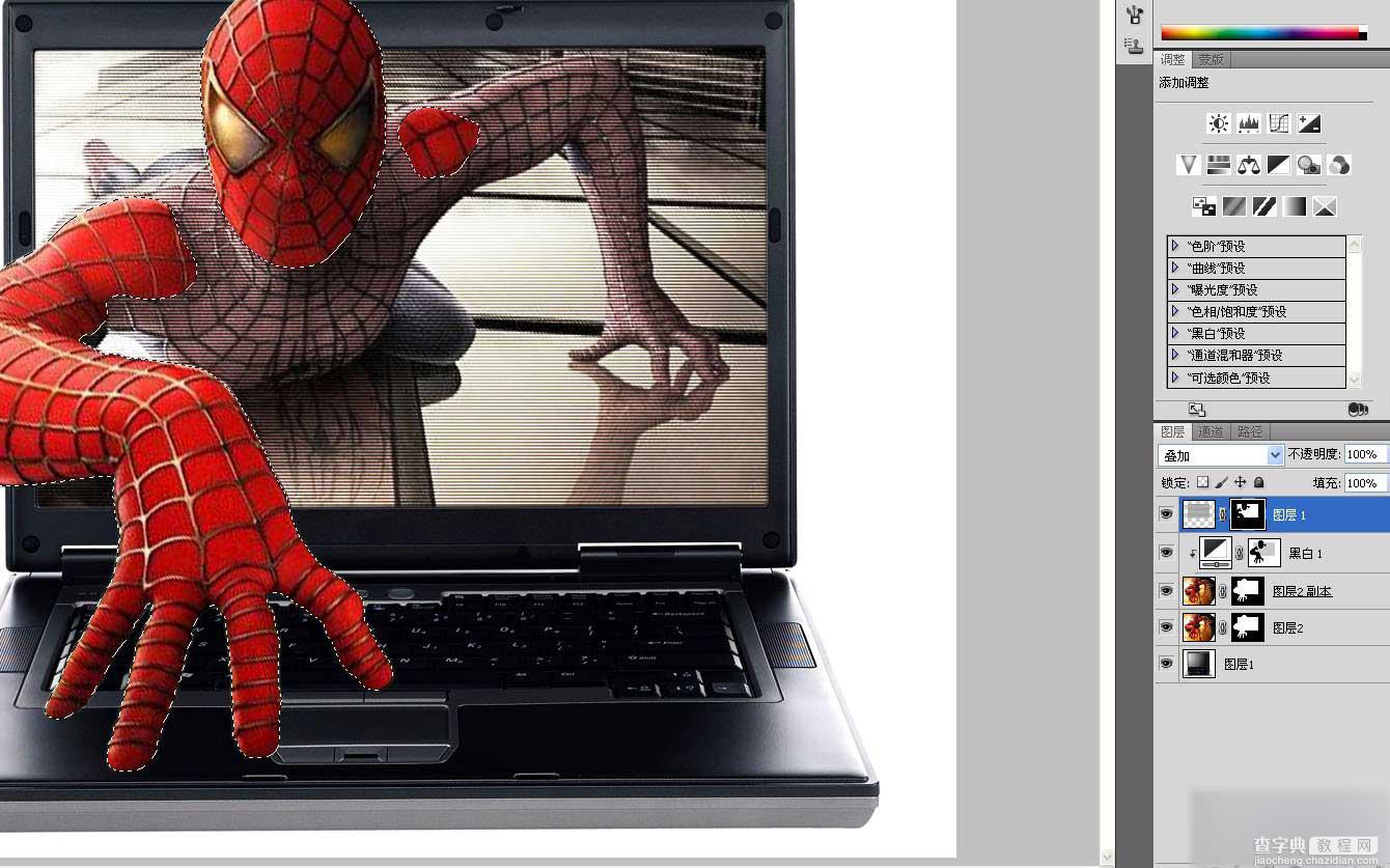PS合成超逼真的蜘蛛侠钻出屏幕的3D特效教程15