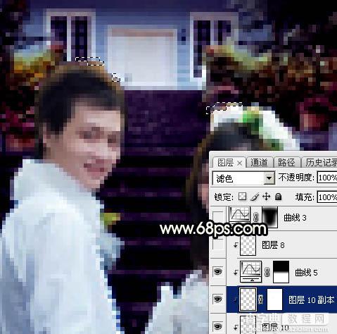 Photoshop调出暗调暖色霞光园林中情侣图片36