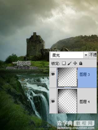 photoshop合成制作出瀑布旁边矗立着美丽的城堡14