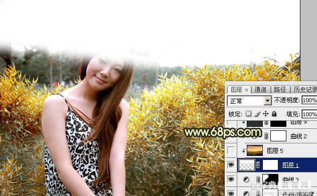 Photoshop将绿竹边的人物图片调出唯美的秋季霞光色20