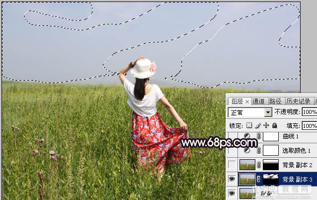 Photoshop调出暗调晨曦红褐色草原人物图片3