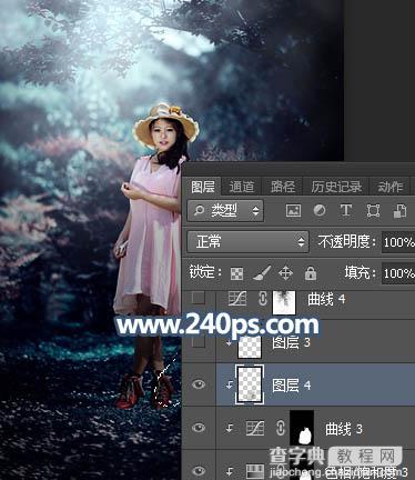 Photosho调制出暗调冷色调树林中人物图片32