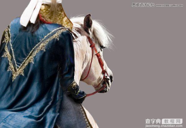 Photoshop合成骑着白马的骑士在山谷中瞭望远方51