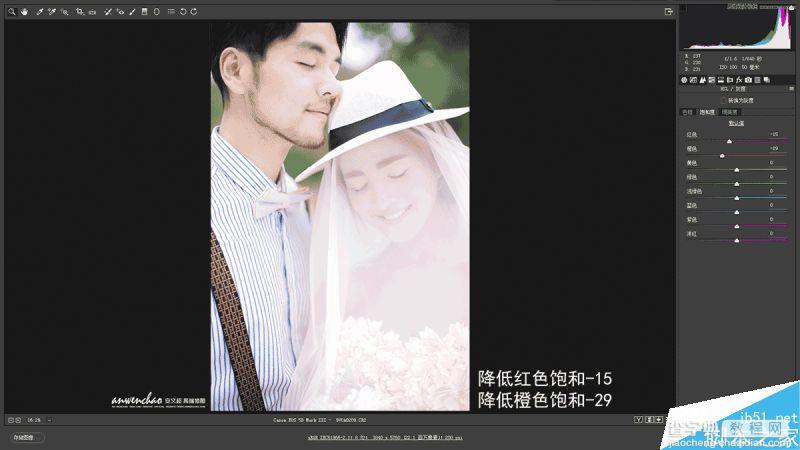 Photoshop调出甜美暖黄色调的外景婚纱照片8