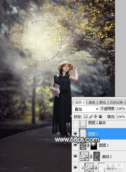 Photoshop将树林人物图片调制出梦幻的秋季黄褐色24