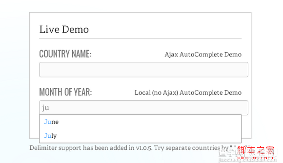 jQuery的Ajax的自动完成功能控件简要说明1